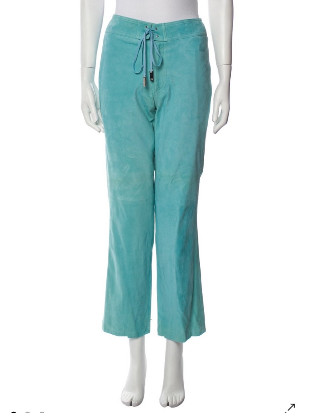Ralph Lauren Black Label Turquoise Suede Drawstring Pants